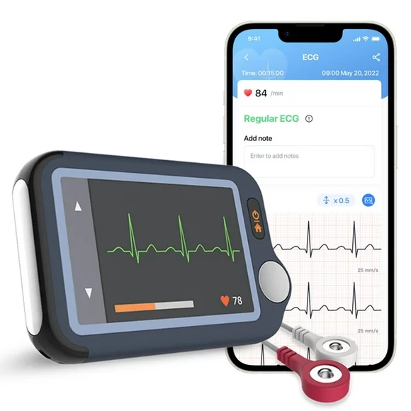 Home EKG Monitor,Personal ECG Monitor for 30s/60s/5min Recording,Handheld Bluetooth Heart Rate Monitoring Device with Free App,Pulsebit EX