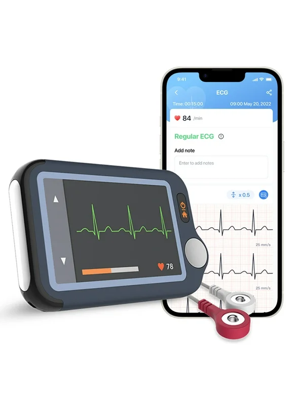 Wellue Heart Rate Monitor,Handheld Personal EKG ECG Monitor for 30s/60s/5min Recording,Bluetooth Heart Monitoring Device with Free App for Fitness Home Use