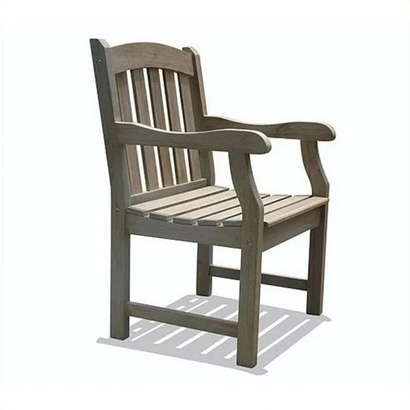 DVG Renaissance Outdoor Dining Chair - Acacia Wood - Has Arms - Gray