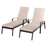 Giantex 2PCS Outdoor Lounge Patio Wicker Rattan Recliner Furniture W/ Cushion