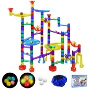 Intera 160Pcs Marble Run Sets for Kids, Glowing Marble Race Tracks & Marble Maze Toys with 18 Glow in The Dark Glass Marbles, Marble Run Construction Railway Gift for Girls & Boys