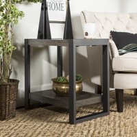 Walker Edison Industrial Wood and Metal End Table - Charcoal