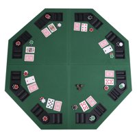 Costway 48" Green Octagon 8 Player Four Fold Folding Poker Table Top & Carrying Case