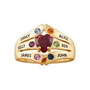 Family Jewelry Personalized Mother's Sterling Silver or 14K Gold over Silver Birthstone Heart Ring