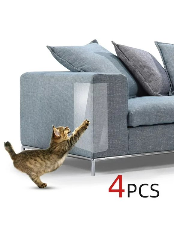 4Pcs Cats Scratch Protection for Furniture - Cats Scratch Protection for Sofa - Scratch Mat for Cats - Scratch Board Corner - Transparent Self-Adhesive Anti-Scratch Pad
