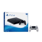 Playstation 4 Slim 1TB Jet Black Gaming Console Bundle With an Extra Crystal DualShock 4 Wireless Controller