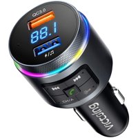 VicTsing Bluetooth Transmitter for Car, Auto-tune Car Bluetooth Adapter, QC3.0 & 2 Microphones Radio Adapter Car Kits w RGB