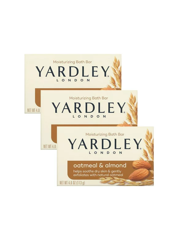 Yardley London Soap Bath Bar Oatmeal & Almond 4.25 Oz - 3 Pack