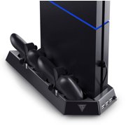TSV Cooling Vertical Stand with 2 Controller Charging Dock Compatible with PS4, Black