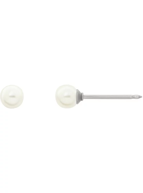 Home Ear Piercing Kit with Stainless Steel 4MM Cream Crystal Pearl Earrings