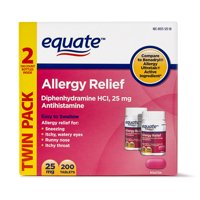 Equate Allergy Relief Diphenhydramine Tablets 25mg, 2x100 Ct