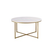 Ember Interiors Daisy Faux Marble and Gold Round Coffee Table, Marble Gold