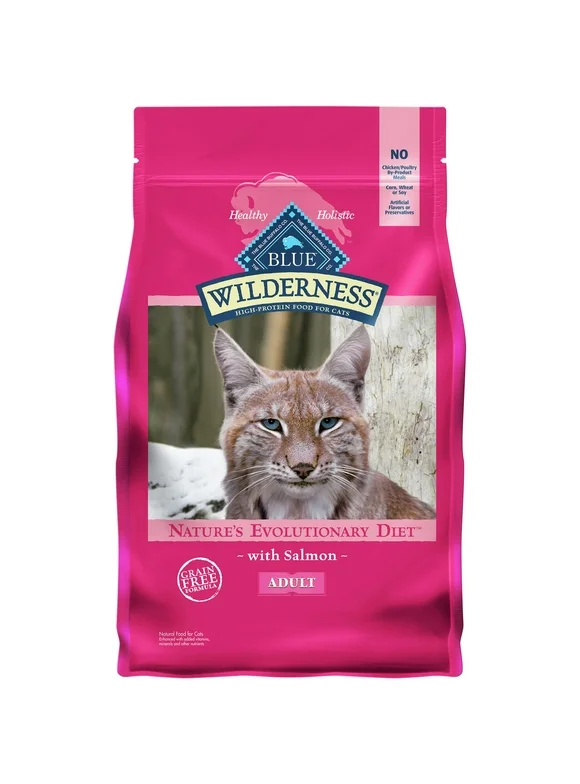Blue Buffalo Wilderness High Protein Salmon Dry Cat Food for Adult Cats, Grain-Free, 4 lb. Bag
