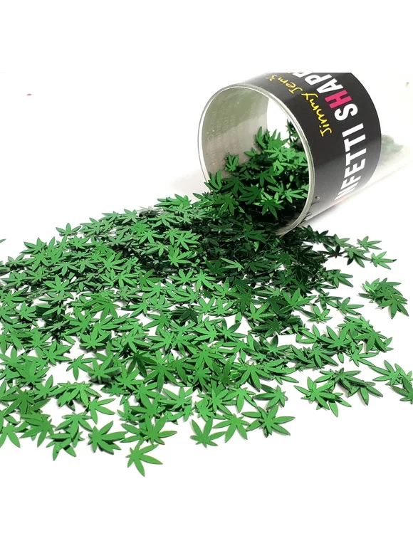 Confetti Marijuana Leaf 3/8" Green - Pouch (1/2 oz) - CCP9713