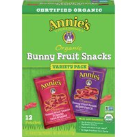Annie's Organic Bunny Fruit Snacks, Variety Pack, Gluten Free, 12 ct, 9.6 oz