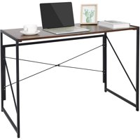 ZENSTYLE Folding Computer Writing Desk Wood and Metal Study Desk, PC Laptop Home Office Study Table