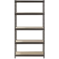 Muscle Rack 30"W x 12"D x 60"H 5-Shelf Steel Freestanding Shelves, Silver-Vein