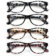 4 Pairs Women Leopard Meow Reading Glasses - Fashion Clear Lens Readers Demi Tortoise