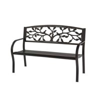 Tree of Life Design Metal Outdoor Garden Bench with Full Size Steel Frame