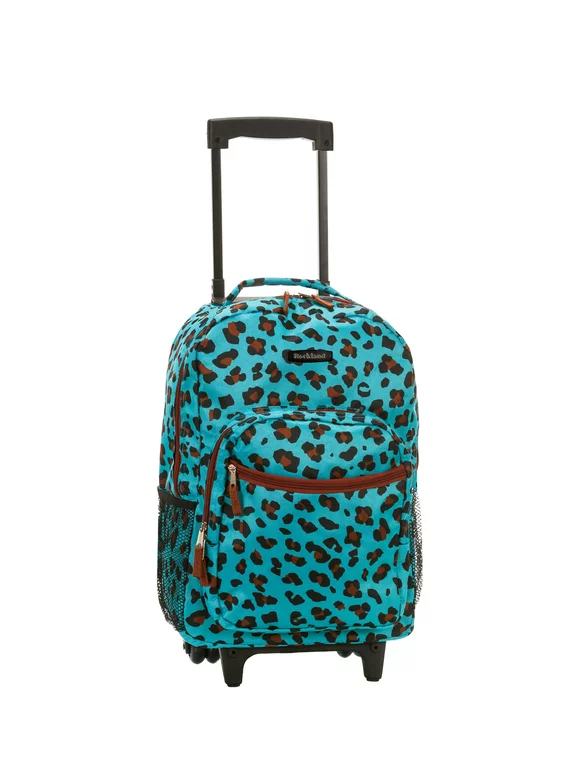 Rockland Unisex Luggage 17" Rolling Backpack R01 Blue Leopard