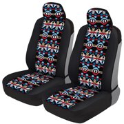 BDK Two Tone Pattern Car Seat Covers - Sideless Chic Style - Soft & Flexible Polyester (Aztec Pattern)