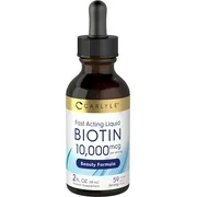 Liquid Biotin 10000mcg | Extra Strength Gel Drops | 2 oz | Vegetarian, Non-GMO, Gluten Free Supplement | by Carlyle