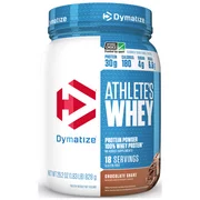 Dymatize Athlete's 100% Whey Protein Powder, Chocolate Shake, 30g Protein/Serving, 1.75 Lb