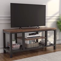 Tribesigns TV Stand, Industrial Rustic Media Stand for 60 Inches TV, Large 3-Tier Entertainment Center with Metal Mesh Shelf, Media Console Table for Living Room