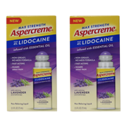 Aspercreme Max Strength with 4% Lidocaine Infused with Lavender Essential Oil Pain Relieving Liquid No Mess Applicator 2.5 oz Pack of 2