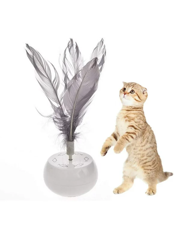 VONTER Interactive Robotic Cat Toys, Remote Control Cat Toys for Indoor Cats Automatic/Manual Electric Kitten Toys Battery powered 360 Degree Self Rotating Kitty Toys with Catnip Feather Bell