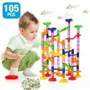 (Free One Week Delivery)NuFazes 105-Piece Kids Transparent Plastic Marble Run Coaster Track for STEM, Learning, Education