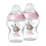 Tommee Tippee Closer to Nature Decorated Baby Bottle, Girl - 9 Ounces, Pink, 2 Count