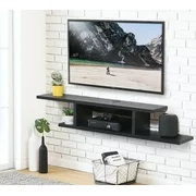 FITUEYES Floating TV Shelf Wall Mounted Media Console Entertainment Storage Shelf Modern TV Stand Board Rack DS211801WB (Black)
