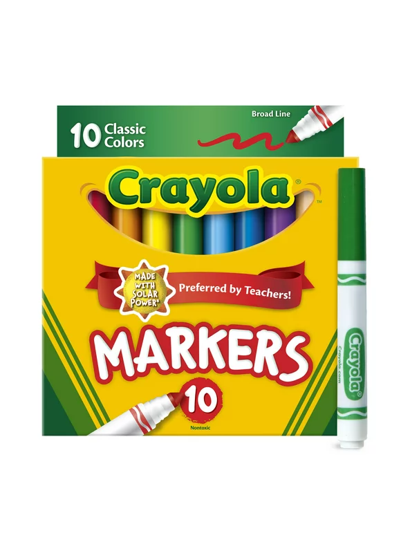 Crayola Classic Broad Line Markers, Art Supplies, Back to School Supplies, 10 Ct