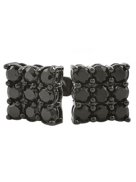9 Stone Box Black CZ Bling Bling Earrings
