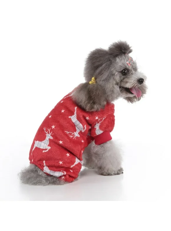 Pet Christmas Outfits 4-legged Cartoon Pattern Costume Small And Medium Cold Weather Jumpsuit