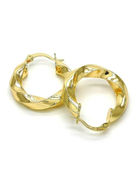 14K Gold Filled Bamboo Twist Hoop Earrings