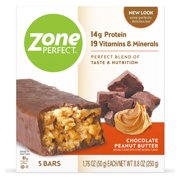 ZonePerfect Protein Bars, Chocolate Peanut Butter, 14g of Protein, Nutrition Bars With Vitamins & Minerals, Great Taste Guaranteed, 5 Bars
