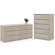 Home Square 2 Piece Bedroom Dresser Set with 5 Drawer Chest and 6 Drawer Double Dresser in Truffle
