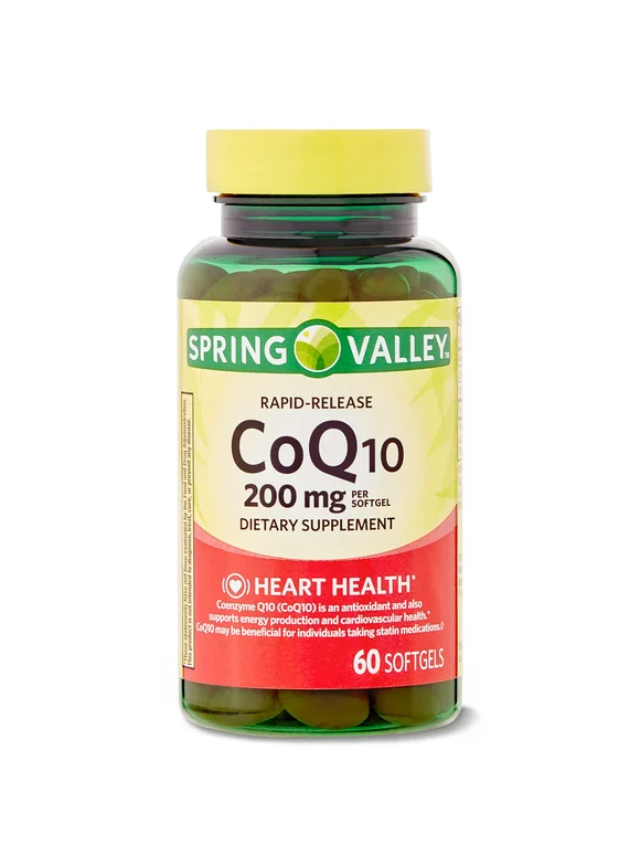 Spring Valley Rapid-Release CoQ10 Dietary Supplement, 200 mg, 60 count