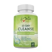 10 Day Intestinal Cleanse Supplement for Humans - Colon Cleanse & Detox with Black Walnut, Wormwood Powder & Cranberry Extract - Dietary Supplements for Men & Women - Non-GMO 60 Capsules - A