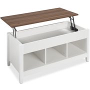 Best Choice Products Lift Top Coffee Table, Multifunctional Accent Furniture w/ Hidden Storage - White/Brown