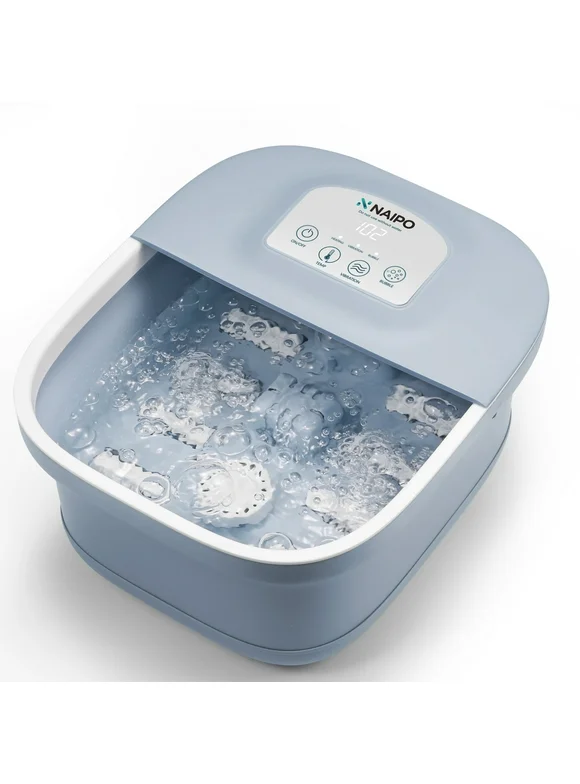 Naipo Foot Spa Bath Massager with Fast Heating, Rich Bubble, Vibration, Rollers, Lower Noise - Blue