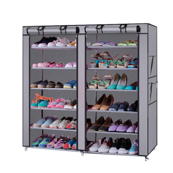 Ktaxon 6 Tiers 36-Pairs Portable Boot Rack Double Row Shoe Rack Covered Nonwoven Fabric Closet Shoe Storage Cabinet Organizer