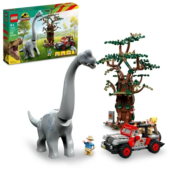 LEGO Jurassic World Brachiosaurus Discovery 76960 Jurassic Park 30th Anniversary Dinosaur Toy, Featuring a Large Dinosaur Figure and Brick Built Jeep Wrangler Car Toy, Fun Gift Idea for Kids Ages 9 