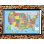 24x36 United States, USA, US Classic Elite Push Pin Travel Wall Map Black Framed