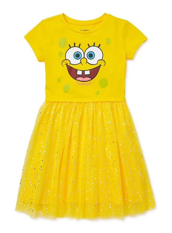 SpongeBob Girls' 4-12 Foil Mesh Tutu Dress