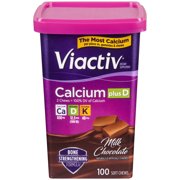 Viactiv Calcium + Vitamin D3 Supplement Soft Chews, Milk Chocolate Flavor - 100 Chews
