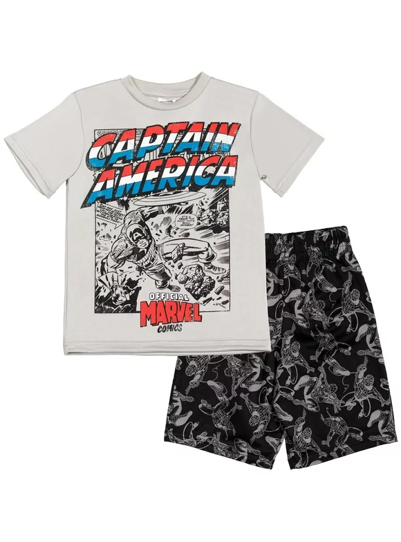 Marvel Avengers Captain America Big Boys Graphic T-Shirt & Shorts Captain America 16