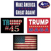 Pro Trump & American Flag Hard Hat & Helmet Stickers: 4 Decal Value Pack. Great for a Motorcycle Biker Helmet, Construction Toolbox, Hardhat, Mechanic Shop & More. Great Gift for Any Patriot. USA Made